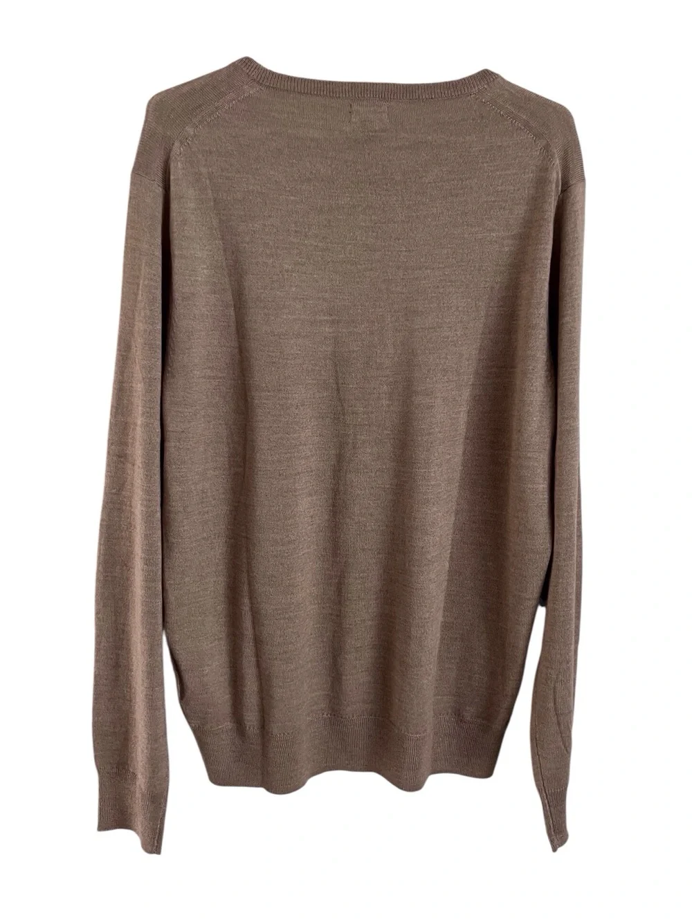 J Crew Men’s Merino Wool Crew Neck Sweater Tan Brown Classic Preppy Large